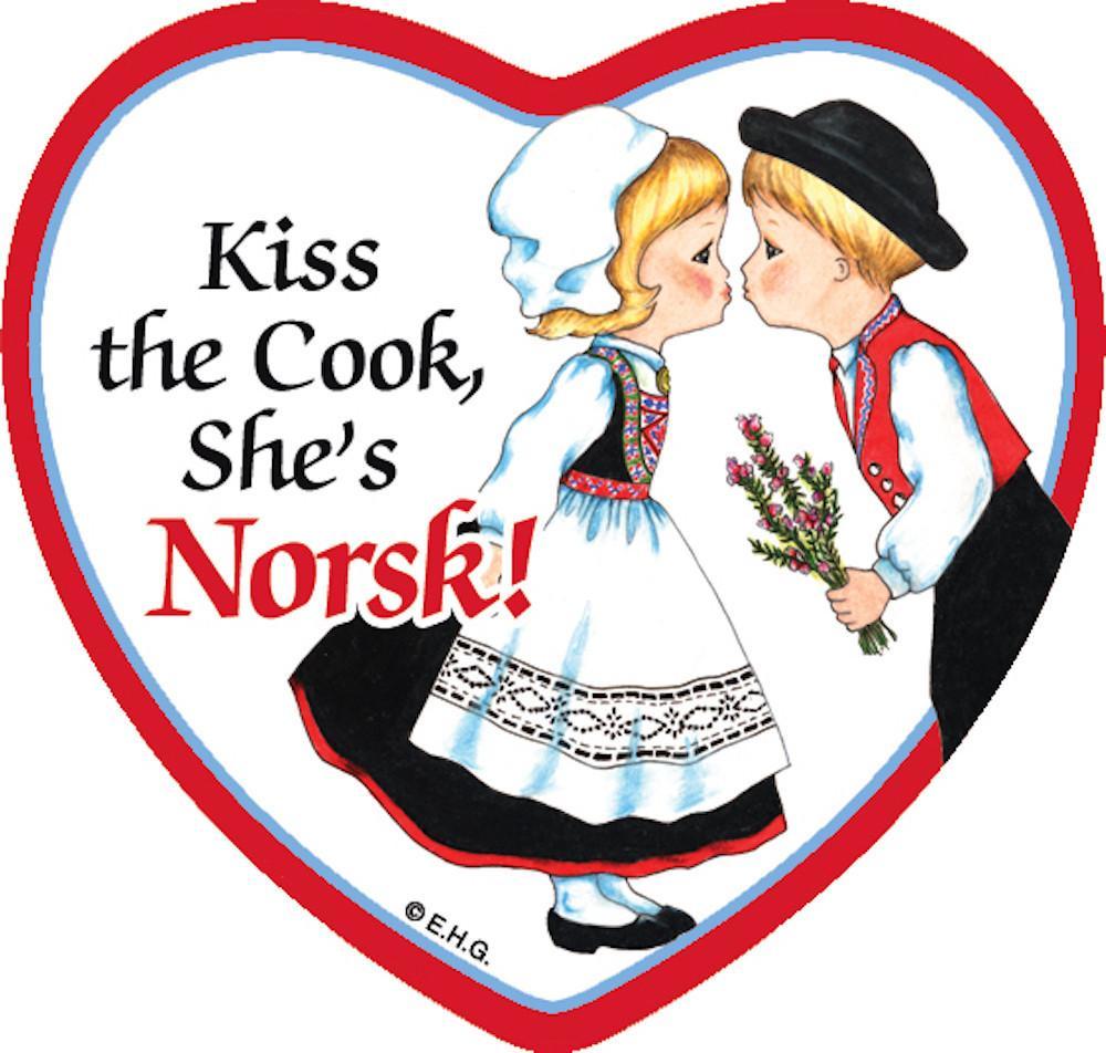 Tile Magnet Norsk Cook - Below $10, Collectibles, CT-240, Heart, Home & Garden, Kissing Couple, Kitchen Magnets, Magnet Tiles, Magnet Tiles-Heart, Magnet Tiles-Norwegian, Magnets-Refrigerator, Norwegian, PS-Party Favors, SY: Kiss Cook-Norwegian, Top-NRWY-B, Wife