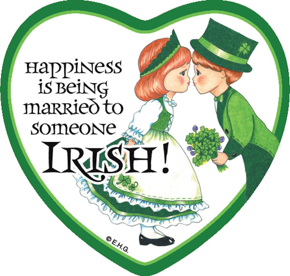 Tile Magnet Married to Irish - Below $10, Collectibles, CT-230, Home & Garden, Irish, Kitchen Magnets, Magnet Tiles, Magnet Tiles-Heart, Magnet Tiles-Irish, Magnets-Refrigerator, PS-Party Favors, SY: Happiness Married to Irish