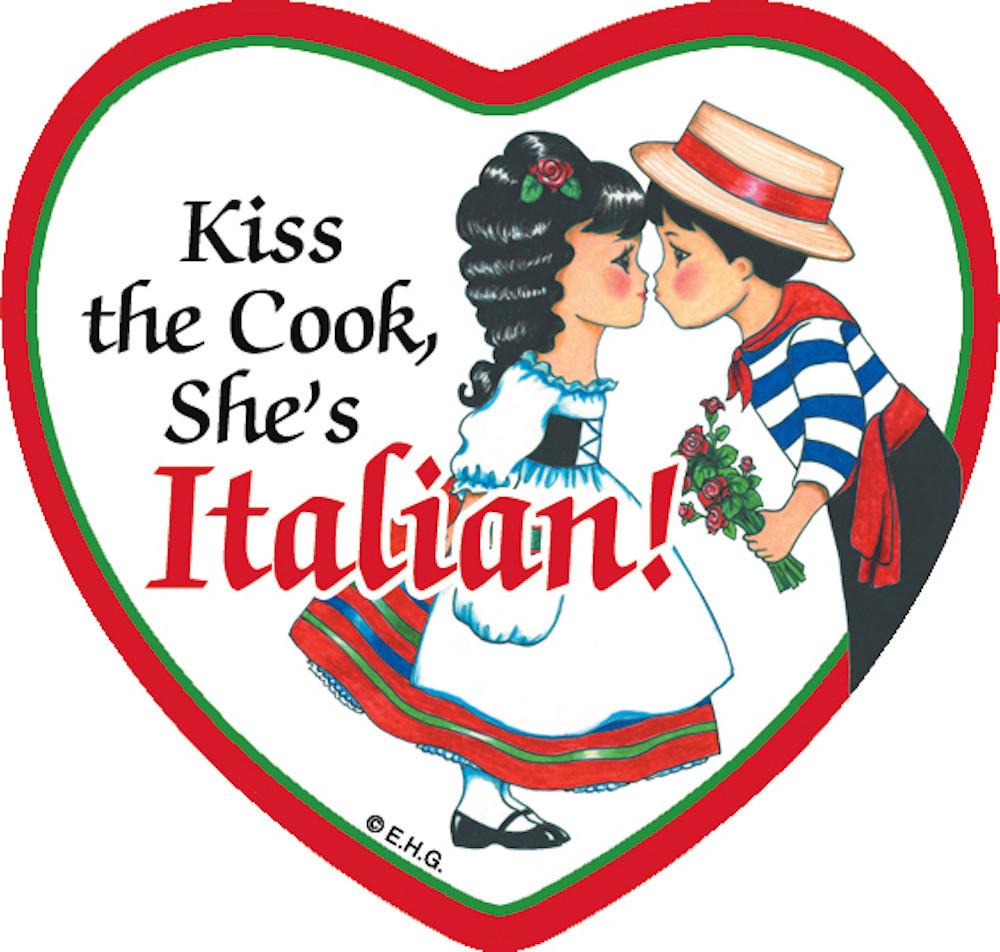 Tile Magnet Italian Cook - Below $10, Collectibles, CT-225, Home & Garden, Italian, Kitchen Magnets, Magnet Tiles, Magnet Tiles-Heart, Magnet Tiles-Italian, Magnets-Refrigerator, PS-Party Favors, SY: Kiss Cook-Italian, Wife