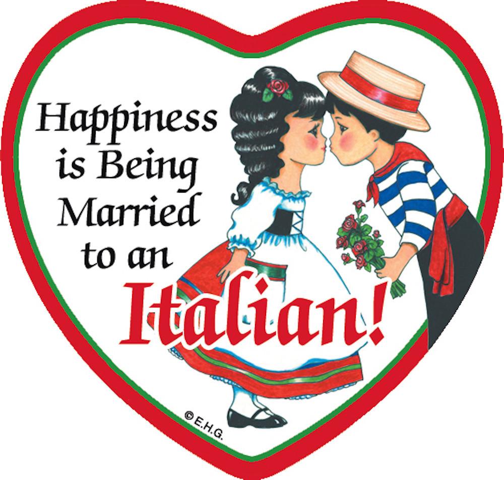 Tile Magnet Married to Italian - Below $10, Collectibles, CT-225, Home & Garden, Italian, Kitchen Magnets, Magnet Tiles, Magnet Tiles-Heart, Magnet Tiles-Italian, Magnets-Refrigerator, PS-Party Favors, SY: Happiness Married to Italian