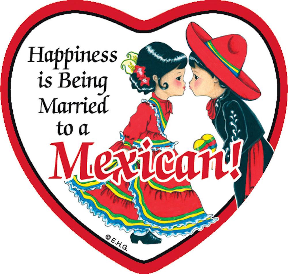 Tile Magnet Married to Mexican - Below $10, Collectibles, CT-235, Home & Garden, Kitchen Magnets, Magnet Tiles, Magnet Tiles-Heart, Magnet Tiles-Mexican, Magnets-Refrigerator, Mexican, PS-Party Favors, SY: Happiness Married to Mexican