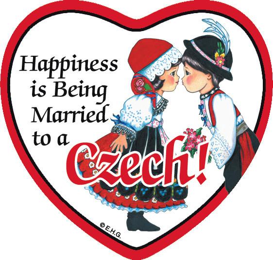 Tile Magnet Married to Czech - Below $10, Collectibles, CT-150, CT-200, Czech, Home & Garden, Kitchen Magnets, Magnet Tiles, Magnet Tiles-Czech, Magnet Tiles-Heart, Magnets-Refrigerator, PS-Party Favors, SY: Happiness Married Czech
