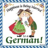 German Gift Idea Magnet Happiness Married To German - Collectibles, CT-106, CT-220, CT-520, German, Germany, Home & Garden, Kissing Couple, Kitchen Magnets, Magnet Tiles, Magnet Tiles-German, Magnets-Refrigerator, PS-Party Favors, SY: Happiness Married to a German, Top-GRMN-B