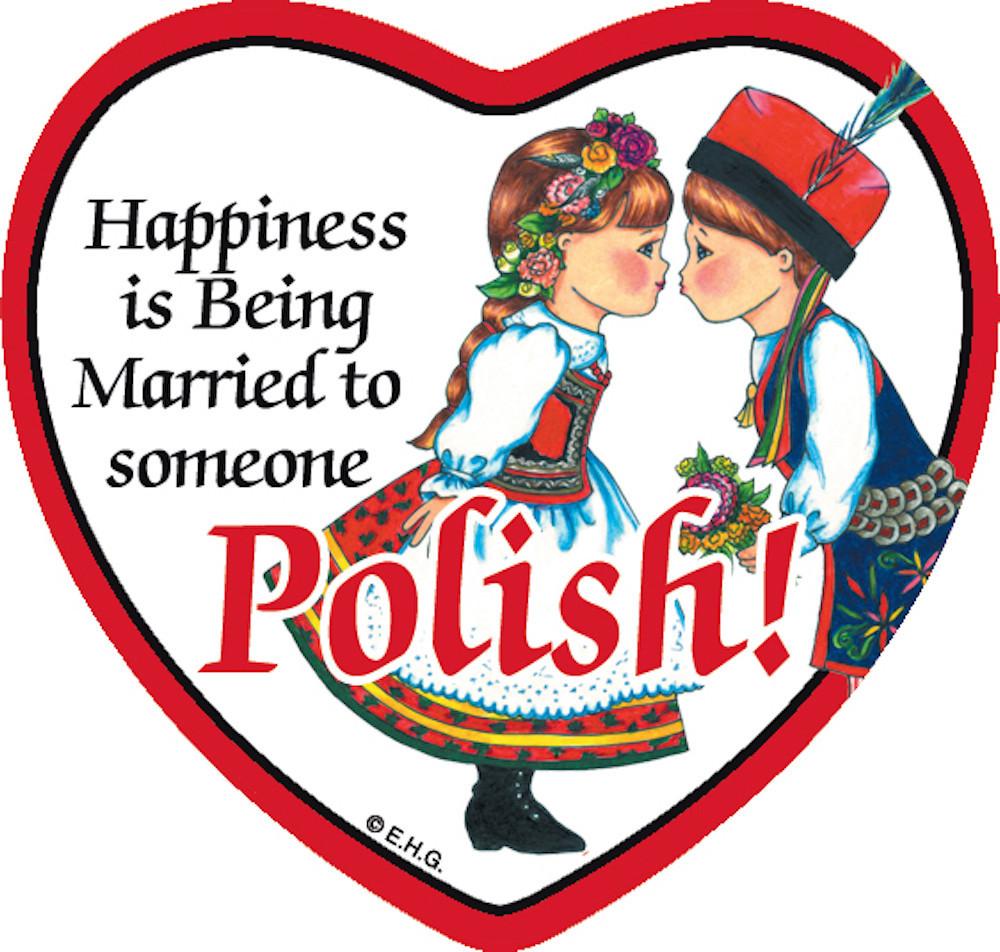 Tile Magnet Married to Polish - Below $10, Collectibles, CT-245, Home & Garden, Kitchen Magnets, Magnet Tiles, Magnet Tiles-Heart, Magnet Tiles-Polish, Magnets-Polish, Magnets-Refrigerator, Polish, PS-Party Favors, SY: Happiness Married to Polish