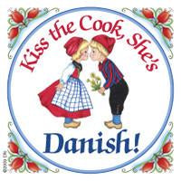 Danish Shop Magnet Tile Kiss Danish Cook - Below $10, Collectibles, CT-205, Danish, Home & Garden, Kissing Couple, Kitchen Magnets, Magnet Tiles, Magnet Tiles-Danish, Magnets-Refrigerator, PS-Party Favors, SY: Kiss Cook-Danish, Top-DNMK-A, Wife