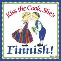 Finnish Souvenirs Magnet Tile: Kiss Cook - Collectibles, CT-215, Finnish, Home & Garden, Kissing Couple, Kitchen Magnets, Magnet Tiles, Magnet Tiles-Finnish, Magnets-Refrigerator, PS-Party Favors, SY: Kiss Cook-Finnish, Top-FINN-A, Wife