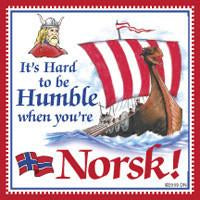Norwegian Gift Magnet Tile Humble Norsk - Below $10, Collectibles, CT-240, Home & Garden, Kitchen Magnets, Magnet Tiles, Magnet Tiles-Norwegian, Magnets-Refrigerator, Norwegian, PS-Party Favors, PS-Party Favors Norsk, SY: Humble Being Norsk, Top-NRWY-B