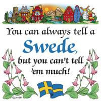Swedish Souvenirs Magnet Tile Tell Swede - Below $10, Collectibles, Home & Garden, Kitchen Magnets, Magnet Tiles, Magnet Tiles-Swedish, Magnets-Refrigerator, PS-Party Favors, Scandinavian, Swedish, SY: Tell a Swede