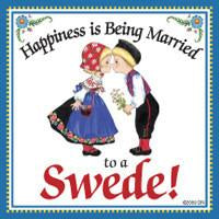 Swedish Souvenirs Magnet Tile Happiness Married Swede - Below $10, Collectibles, Home & Garden, Kissing Couple, Kitchen Magnets, Magnet Tiles, Magnet Tiles-Swedish, Magnets-Refrigerator, PS-Party Favors, Scandinavian, Swedish, SY: Happiness Married to Swede, Top-SWED-B