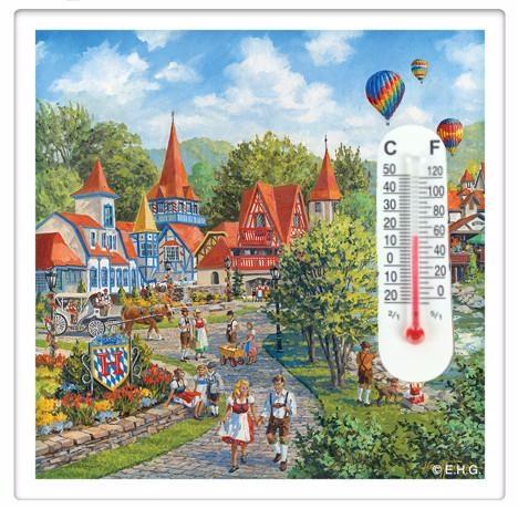 Alpine Village Thermometer Magnet Kitchen Tile - Alpine Village, CT-220, CT-520, German, Magnets-Refrigerator, New Products, NP Upload, Thermometer, Under $10, Yr-2016
