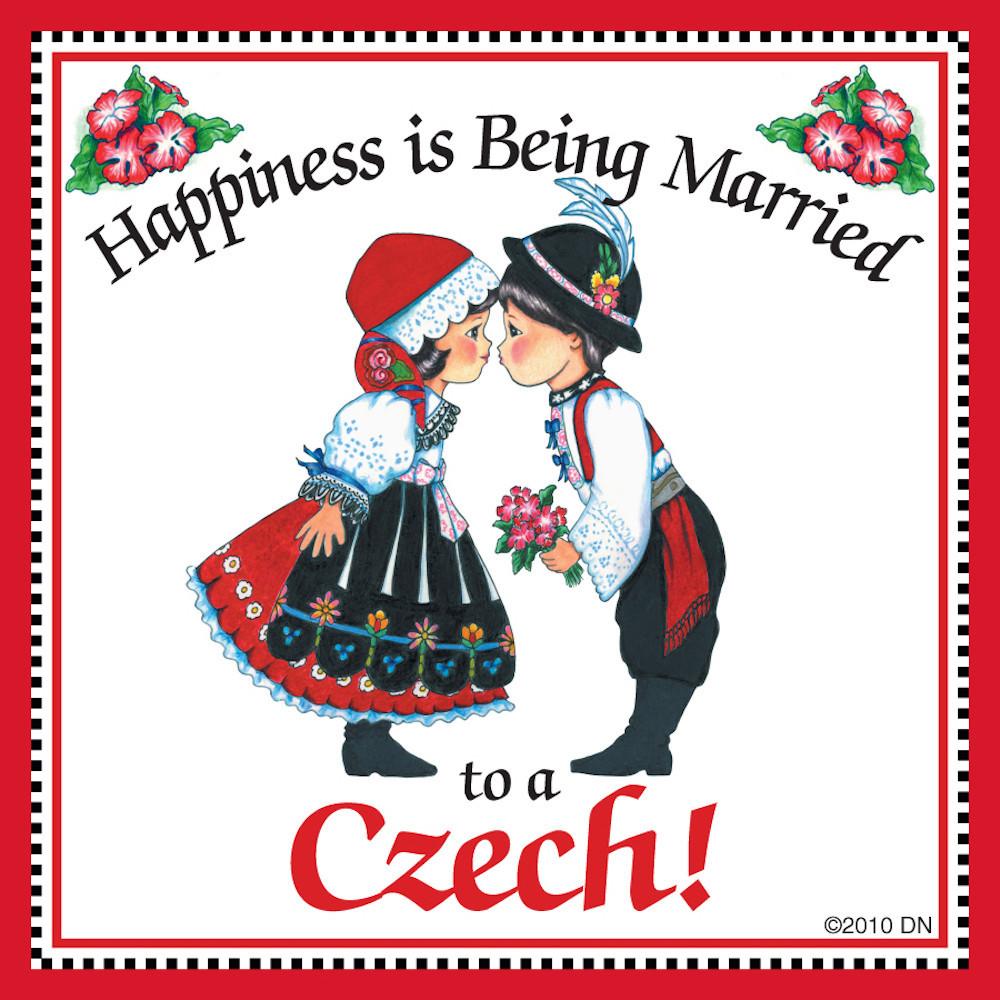 Czech Gift  inchesMarried to Czech inches - Below $10, Collectibles, CT-150, CT-200, Czech, Home & Garden, Kissing Couple, Kitchen Magnets, Magnet Tiles, Magnet Tiles-Czech, Magnets-Refrigerator, PS-Party Favors, SY: Happiness Married Czech