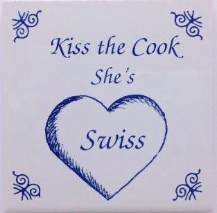 Swiss Culture Magnet Tile Kiss Swiss Cook - Below $10, Collectibles, Decorations, Home & Garden, Kissing Couple, Kitchen Magnets, Magnet Tiles, Magnet Tiles-Swiss, Magnets-Refrigerator, PS-Party Favors, Swiss, SY: Kiss Cook-Swiss, Wife