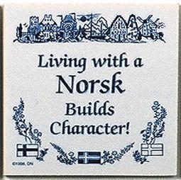 Norwegian Culture Magnet Tile Living With Norsk - Below $10, Collectibles, CT-205, Danish, Decorations, Home & Garden, Kitchen Magnets, Magnet Tiles, Magnet Tiles-Norwegian, Magnets-Refrigerator, Norwegian, PS-Party Favors, SY: Living with a Norsk