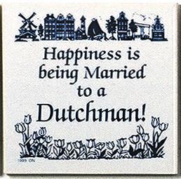 Dutch Culture Magnet Tile Happily Married Dutchman - Collectibles, CT-210, Decorations, Dutch, Home & Garden, Kissing Couple, Kitchen Magnets, Magnet Tiles, Magnet Tiles-Dutch, Magnets-Dutch, Magnets-Refrigerator, PS-Party Favors, SY: Happiness Married to Dutch