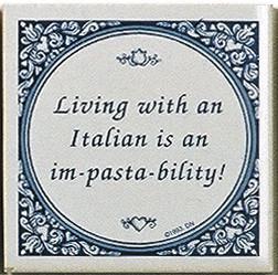 Italian Culture Tile Magnet Living With Italian - Below $10, Collectibles, CT-225, Decorations, Home & Garden, Italian, Kitchen Magnets, Magnet Tiles, Magnet Tiles-Italian, Magnets-Refrigerator, PS-Party Favors, SY: Living with an Italian