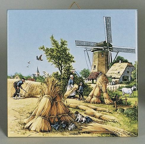 Dutch Tile Four Seasons Summer Color - Below $10, Collectibles, CT-210, Decorations, Dutch, Home & Garden, Tiles-Scenic, Van Hunnik, Windmills