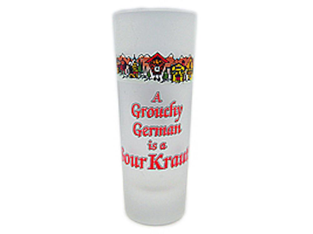 Oktoberfest Party Favor Shooter Grouchy German Clear - Alcohol, Barware, Clear, Collectibles, Drinkware, Frosted, German, Germany, Glass, Home & Garden, PS- Oktoberfest Party Favors, PS-Party Favors, PS-Party Favors German, Shot Glasses, Shots-Glass, SY: Grouchy German, Tableware - 2 - 3 - 4