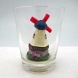 Souvenir Shot Glass 3 D Windmill & Flowers - Alcohol, Barware, Clear, Collectibles, Drinkware, Dutch, Glass, Home & Garden, PS-Party Favors, PS-Party Favors Dutch, Shot Glasses, Shots-Glass, Tableware, Tulips, Windmills - 2