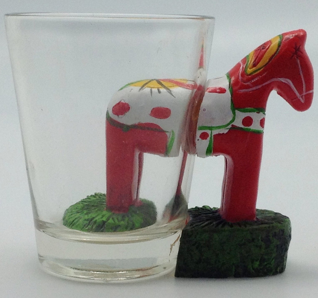 Dala Horse 3 D Novelty Shot Glass - Alcohol, Barware, Below $10, Clear, Collectibles, CT-150, Dala Horse, Drinkware, Glass, Home & Garden, PS-Party Favors, PS-Party Favors Dala, PS-Party Favors Swedish, Scandinavian, Shot Glasses, Shots-Glass, swedish, Tableware - 2