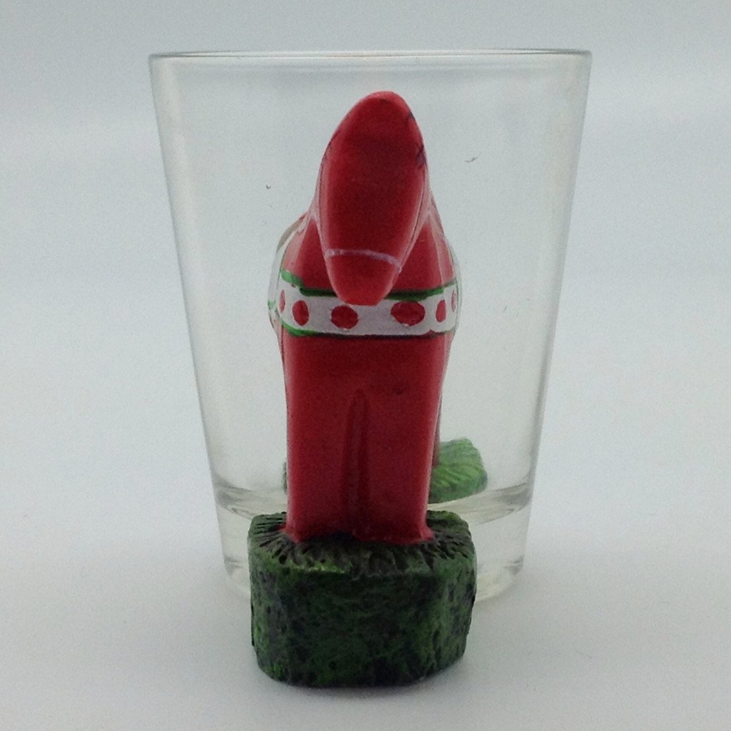 Dala Horse 3 D Novelty Shot Glass - Alcohol, Barware, Below $10, Clear, Collectibles, CT-150, Dala Horse, Drinkware, Glass, Home & Garden, PS-Party Favors, PS-Party Favors Dala, PS-Party Favors Swedish, Scandinavian, Shot Glasses, Shots-Glass, swedish, Tableware - 2 - 3