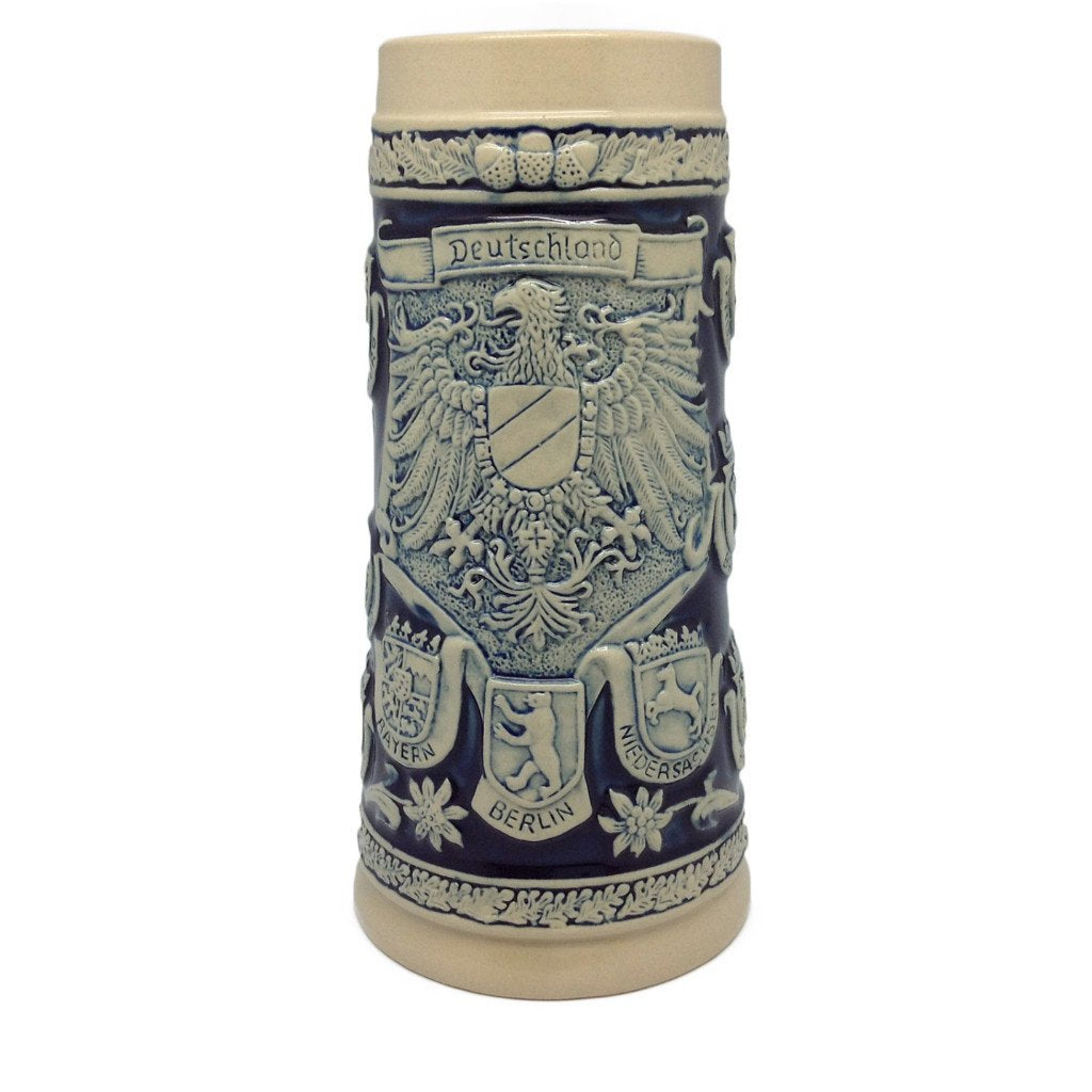 Cobalt Blue Germany Coats of Arms Engraved Beer Stein - 1.1L, Alcohol, Barware, Beer Glasses, Beer Stein-No Lid, Beer Stein-No Lid-EHG, Beer Steins, Blue, Coffee Mugs, Collectibles, Decorations, Drinkware, German, Germany, Home & Garden, Top-GRMN-B - 2