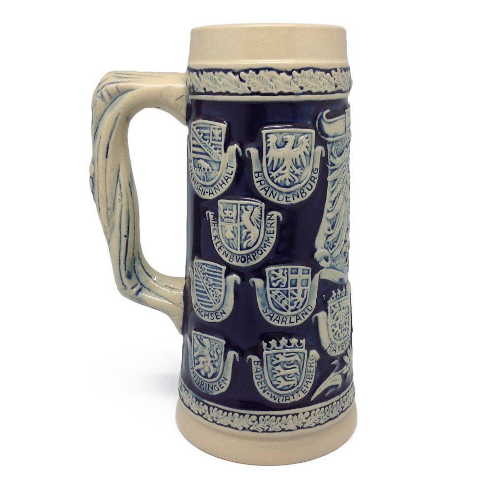 Cobalt Blue Germany Coats of Arms Engraved Beer Stein - 1.1L, Alcohol, Barware, Beer Glasses, Beer Stein-No Lid, Beer Stein-No Lid-EHG, Beer Steins, Blue, Coffee Mugs, Collectibles, Decorations, Drinkware, German, Germany, Home & Garden, Top-GRMN-B - 2 - 3