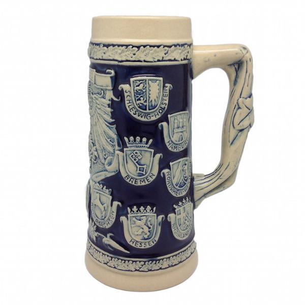 Cobalt Blue Germany Coats of Arms Engraved Beer Stein - 1.1L, Alcohol, Barware, Beer Glasses, Beer Stein-No Lid, Beer Stein-No Lid-EHG, Beer Steins, Blue, Coffee Mugs, Collectibles, Decorations, Drinkware, German, Germany, Home & Garden, Top-GRMN-B