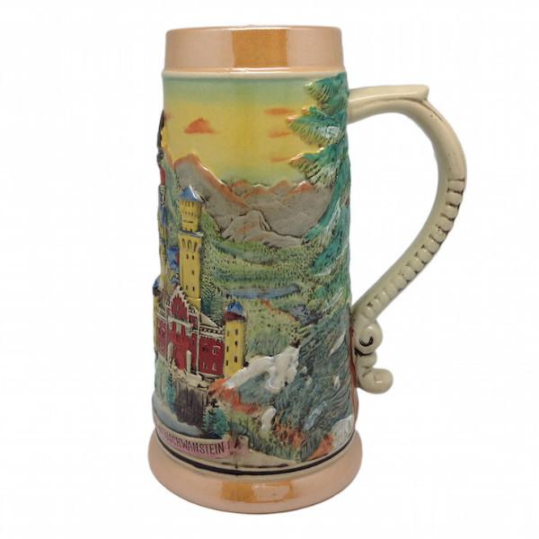 Ludwig's Castle Mountain Scene Engraved Beer Stein - .75L, 1.1L, Alcohol, Barware, Beer Glasses, Beer Stein-No Lid, Beer Stein-No Lid-EHG, Beer Steins, Coffee Mugs, Collectibles, Decorations, Drinkware, German, Germany, Home & Garden, Ludwigs Castle, Multi-Color