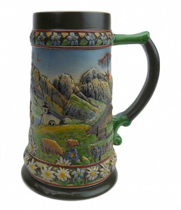 Tirol Scenic Austrian Alps Collectible Beer Stein - .9L, alcohol, Barware, Beer Glasses, Beer Stein-No Lid, Beer Stein-No Lid-EHG, Beer Steins, Coffee Mugs, Collectibles, Decorations, Drinkware, German, Home & Garden, Multi-Color