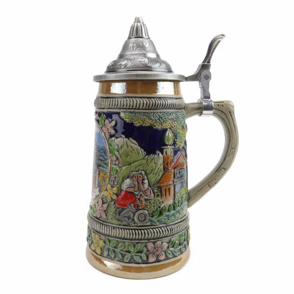Neuschwanstein Ludwigs Castle Beer Stein with Engraved Metal Lid - .5L, Alcohol, Barware, Beer Glasses, Beer Stein-with Lid, Beer Stein-with Lid-EHG, Beer Steins, Coffee Mugs, Collectibles, Decorations, Drinkware, German, Germany, Home & Garden, Ludwigs Castle, Multi-Color