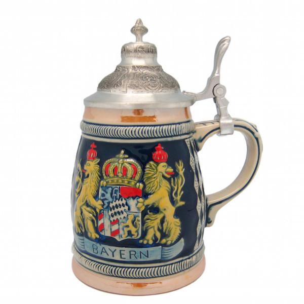 Bayern Coat of Arms Engraved Beer Stein with Engraved Metal Lid - Alcohol, Animal, Barware, Bayern, Beer Glasses, Beer Stein-with Lid, Beer Stein-with Lid-EHG, Coffee Mugs, Collectibles, Decorations, Drinkware, German, Germany, Home & Garden, Multi-Color