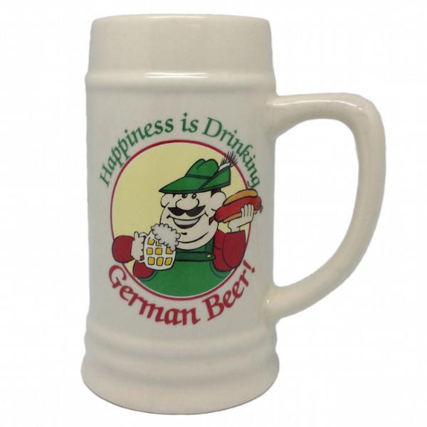 Stoneware Beer Stein Happiness Drinking German - .75L, Alcohol, Barware, Beer Glasses, Beer Stein-No Lid, Beer Stein-No Lid-EHG, Beer Stein-Stoneware, Beer Steins, Coffee Mugs, Collectibles, Decorations, Drinkware, German, Germany, Home & Garden, SY: Drinking German Beer