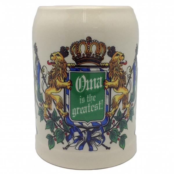 Stoneware Beer Stein German Gift For Oma - .5L, Alcohol, Barware, Beer Glasses, Beer Stein-No Lid, Beer Stein-No Lid-EHG, Beer Stein-Stoneware, Beer Steins, Coffee Mugs, Collectibles, Decorations, Drinkware, Dutch, German, Germany, Home & Garden, Oma, SY: Oma is the Greatest