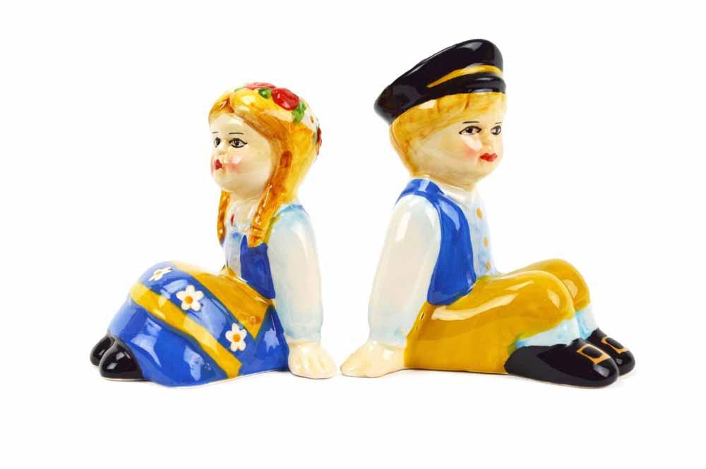 Vintage Salt & Pepper Shakers Swedish Sitting Couple - Below $10, Collectibles, Decorations, Home & Garden, Kitchen Decorations, PS-Party Favors, PS-Party Favors Swedish, S&P Sets, S&P Sets-Scandi, Swedish, Tableware, Top-SWED-B, Under $10