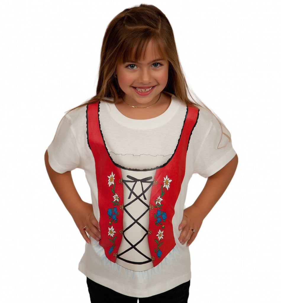 Oktoberfest German Dirndl Youth T Shirt - Apparel- Costumes - German - Womens, Apparel- T Shirts, Apparel-Baby & Toddler Clothing, Apparel-Costumes, Apparel-Shirt-German, German, Germany, Oktoberfest, PS-Party Favors, PS-Party Supplies, Size, Top-GRMN-B, White, Youth Small, Youth XS