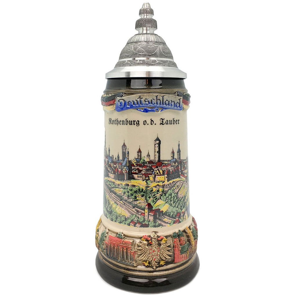 Classic Zoller & Born Rothenburg Flag .75L German Beer Stein -1