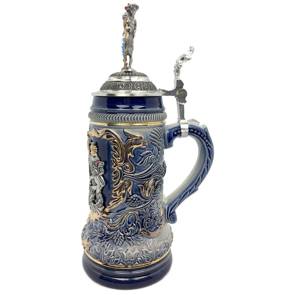 Regal Lion Lid Bayern Coat of Arms Zoller & Born .75L Stein -2