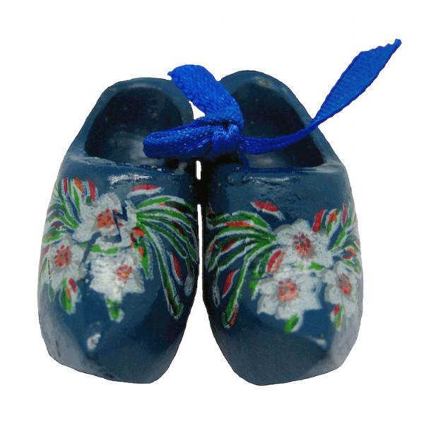 Wooden Shoes Blue Edelweiss - 1.5 inches, 2.5 inches, Apparel-Costume Shoes, Apparel-Costumes, Blue, CT-600, Dutch, Edelweiss, Ethnic Dolls, german, Germany, Netherlands, PS-Party Favors, PS-Party Favors Dutch, Shoes, Size, wood, Wooden Shoes, Wooden Shoes-Souvenir