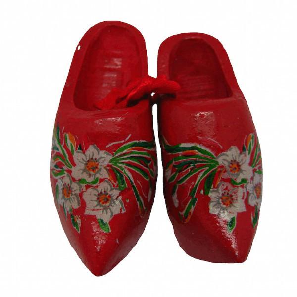 Red Wooden Shoes Edelweiss - 1.5 inches, 2.5 inches, Apparel-Costume Shoes, Apparel-Costumes, CT-600, Dutch, Edelweiss, Ethnic Dolls, German, Germany, Multi-Color, Netherlands, PS-Party Favors, PS-Party Favors Dutch, Red, Shoes, Size, wood, Wooden Shoes, Wooden Shoes-Souvenir