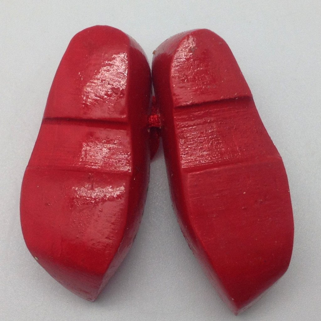 Red Wooden Shoes Edelweiss - 1.5 inches, 2.5 inches, Apparel-Costume Shoes, Apparel-Costumes, CT-600, Dutch, Edelweiss, Ethnic Dolls, German, Germany, Multi-Color, Netherlands, PS-Party Favors, PS-Party Favors Dutch, Red, Shoes, Size, wood, Wooden Shoes, Wooden Shoes-Souvenir - 2 - 3 - 4
