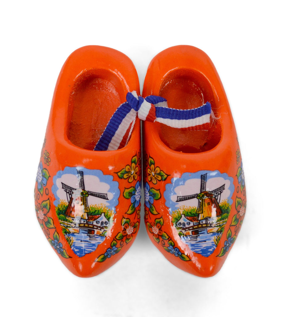 Orange Windmill Wooden Shoes - Apparel-Costume Shoes, Apparel-Costumes, CT-600, Dutch, Ethnic Dolls, New Products, NP Upload, Orange, PS-Party Favors Dutch, Shoes, Small, Top-DTCH-B, Under $10, Windmills, Wooden Shoes, Yr-2016