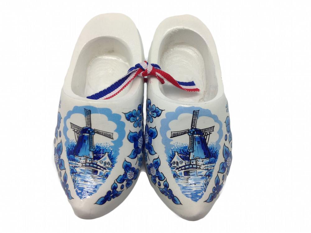 Decorative Dutch Wooden Shoe Landscape Design Blue and White 3.25 inches - Apparel-Costume Shoes, Apparel-Costumes, Below $10, CT-600, Dutch, Ethnic Dolls, Shoes, Top-DTCH-B, Wooden Shoes