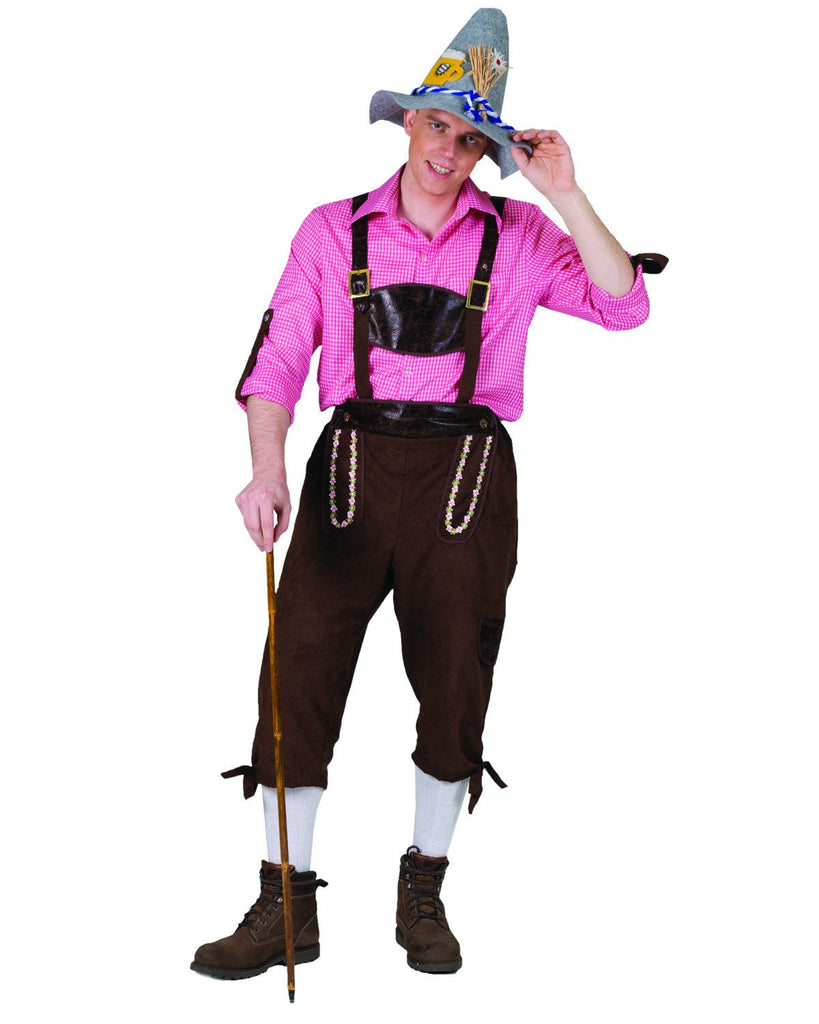 Alps Away Oktoberfest Man Costume - $20 - $50, Apparel- Costumes - German - Mens, Funny Fashion, German, L, Mens, Oktoberfest, Pink, Polyester, Size