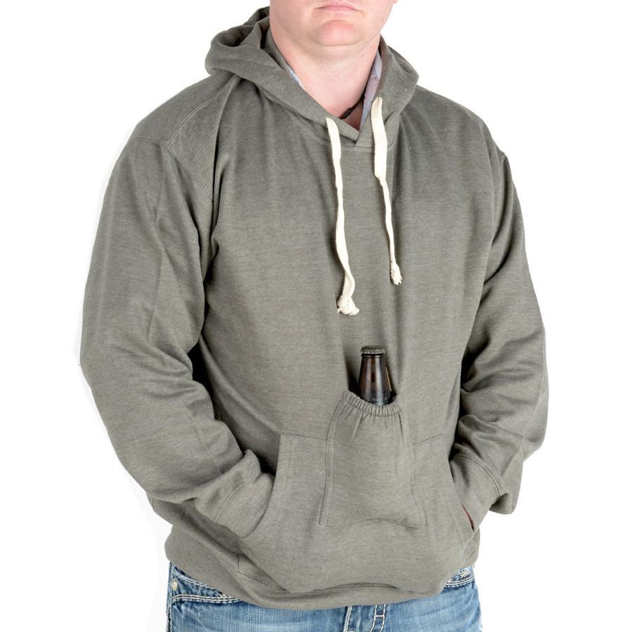 Charcoal Beer Hooded Sweatshirt With Blank Beer Pouch - $10 - $20, Charcoal, Cotton, Size, Small, Sweatshirts, Unisex - 2 - 3 - 4 - 5 - 6