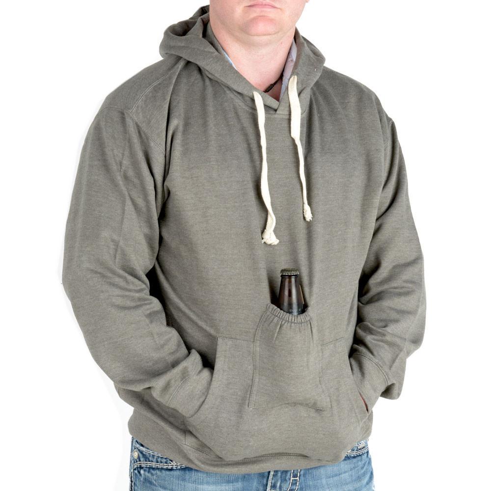 Charcoal Beer Hooded Sweatshirt With Blank Beer Pouch - $10 - $20, Charcoal, Cotton, Size, Small, Sweatshirts, Unisex