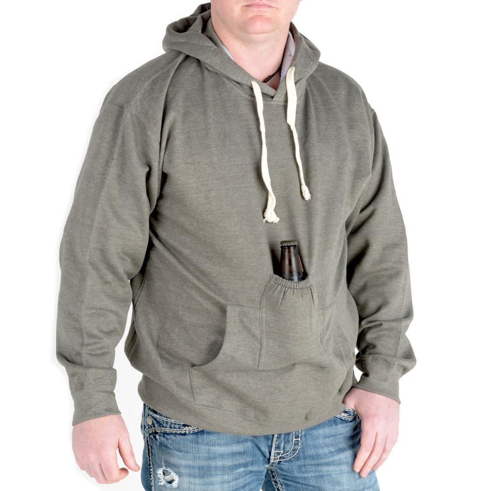 Charcoal Beer Hooded Sweatshirt With Blank Beer Pouch - $10 - $20, Charcoal, Cotton, Size, Small, Sweatshirts, Unisex - 2 - 3 - 4 - 5